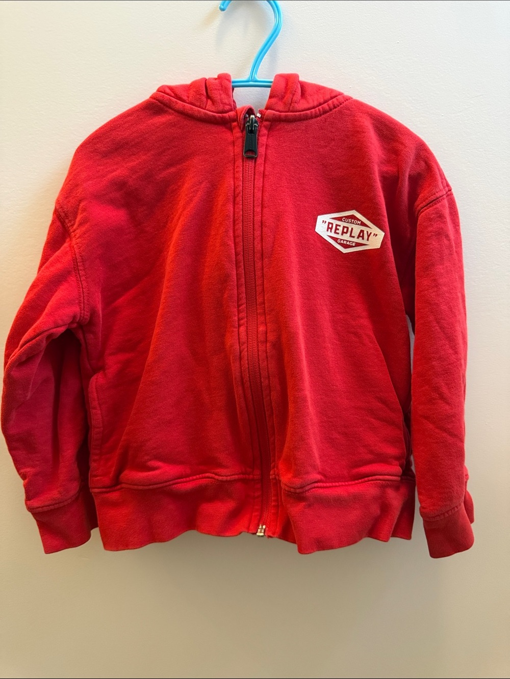 REPLAY 4T Red Full Zip Hoodie Custom Replay Garage Graphic Toddler Boys Hoodie
